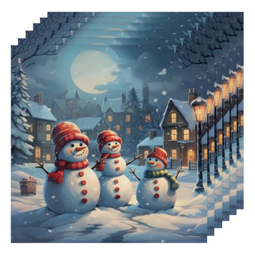 Servilletas de Tela de Navidad con Muñeco de Nieve Pack 6 miniatura 1
