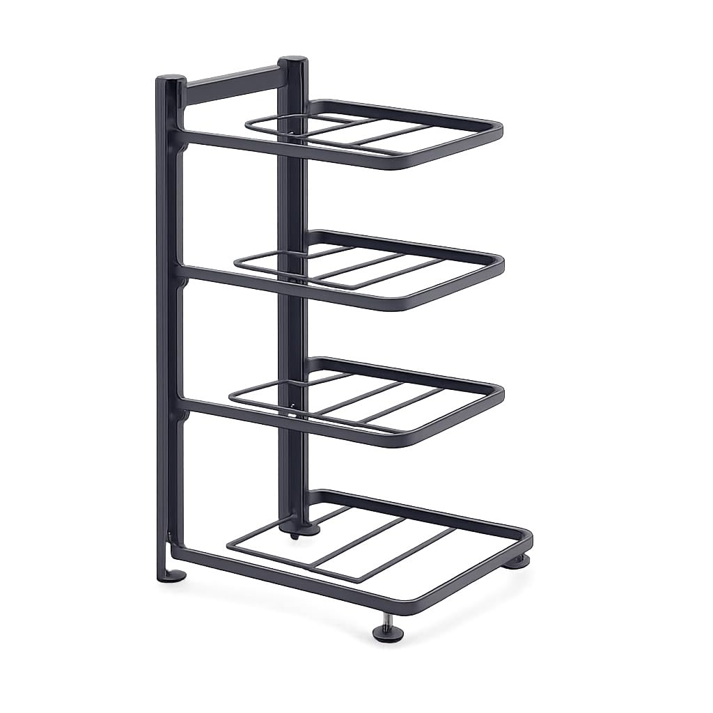 Homyl Organisateur sous évier en métal, étagère rangement pour cuisine, pot rack robuste et réglable, four-layer