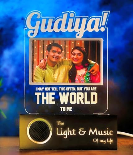 Image of ZOCI VOCI Rakshabandhan Gift for Sister, Cousin Or Sibling Acrylic Personalized Engraved LED Photo Lamp - | Unique Rakhi Gift for Brother (Gudiya, Lamp + BT Speaker)