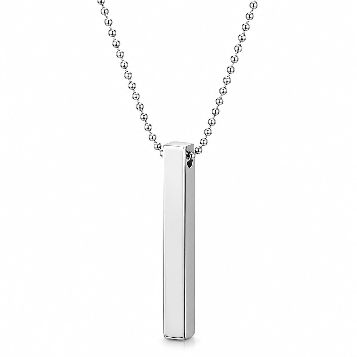 Silver Vertical Bar Pendant Necklace for Men & Women | Stainless Steel Stick Locket with Chain | Waterproof Anti-Rust Minimalist Jewellery | Gift for Boys, Girls, Husband, Boyfriend-image-36