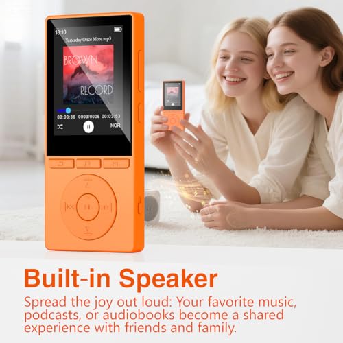 Image of 64GB MP3 Player with Bluetooth 5.3, Color Screen 2.4 inch, Music Player with HiFi Sound, MP3 Players Built in HD Speaker Voice Recorder E-Book, Expanded Up to 128GB, Earphone Included, for Sports Runner