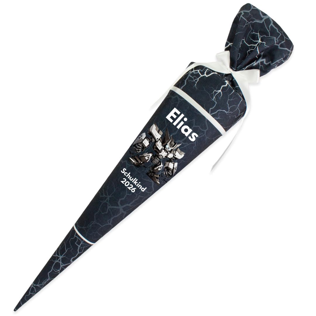 Deine Schultüte aus Stoff Kuschel Velvet Wunschmotiv individualisierbar mit Wunschname personalisierbar 70 cm 85 cm – Jungs (70 cm ohne Kissen, Modell 10: Transformer)