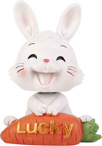 Lindos adornos de conejito para coche, decoración de tablero de instrumentos de coche, muñeca de cabeza agitada (A)