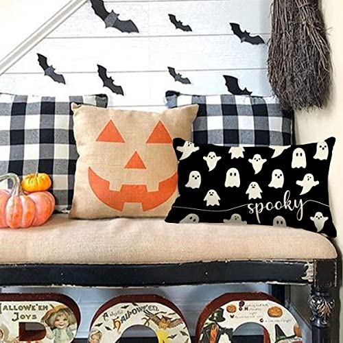 Jxzygmd Halloween Pillow Cover 12X20 Ghost Spooky Halloween Lumbar Pillow Covers Decorations Outdoor Halloween Pillows Decorative For Halloween Home Decor For Sofa #TOP4