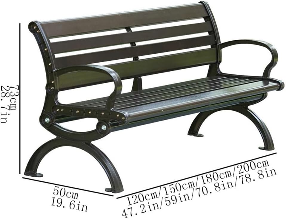 bancas de Patio Exterior Outdoor Garden Chair, Cast Aluminium Patio Bench, Park Leisure Iron Seat(Large)
