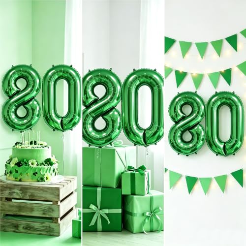 Image of Number Balloons Green Party Balloon - Giant Number 80 Balloon, 40 Inch Large Balloon for St. Patrick's Day Games Theme Birthday Decoration, Girls Boys Party Supplies