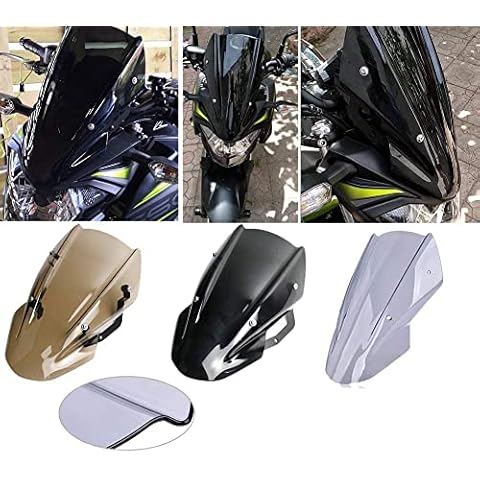 Lorababer Double Bubble Windscreen Windshield Shield Screen Visor Viser with Bracket Motorcycle Compatible with K-awasaki Z650 Z-650 Z 650 2017 2018 2019 parts (Smoke) Cover