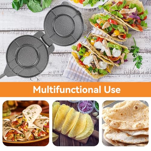Tortilla Press, 6,5 -Zoll -Aluminiumlegierung Tortilla und Roti Maker Tortilla Maker Quesadilla Maker Burrito Maker Empanada Press Rotimatic Roti Maker mit faltbarem Griff für Teigentortillas