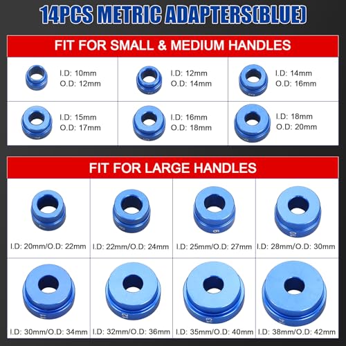 Image of NYXOVA Bearing Press Kit, 33pc Bearing Race and Seal Driver Set with Metric SAE Adapters, Bushing Driver Set with 3 Knurled Handles, Seal Driver Set for Wheel Bearing Installation