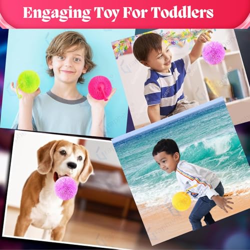 Image of GRAPHENE Multicolor Spiky Puffer Balls Anti Stress Fidget Lightning Toys for Children Exercise Elastic Squeeze Ball with Loop Sensory Balls Stress Relief Therapy Toy Party Favors Goody Bag Filler