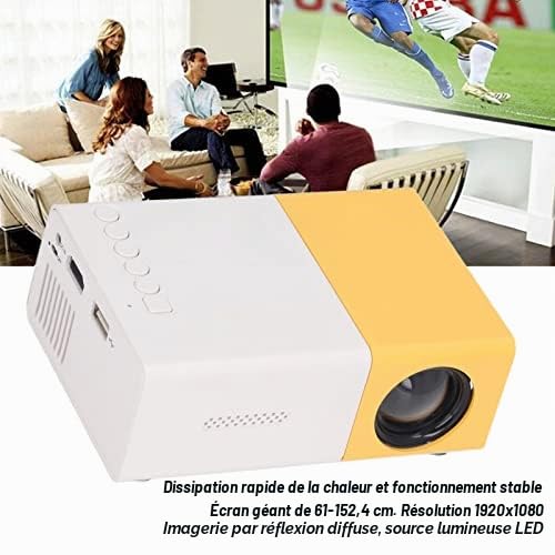 Vidéoprojecteur, Mini projecteur LED HD 1080P, Mini projecteur Portable, Vidéoprojecteur multimédia Home cinéma avec Haut-Parleur, Pico projecteur extérieur de Poche pour