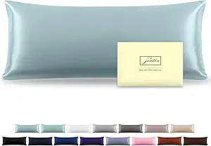 Silk Body Pillowcase Mulberry Silk Pillow Cases with Zipper Soft Breathable Smooth Cooling 20x54 inches Pillowcase for Sleep (Blue Haze,20"X 54",1Pcs)