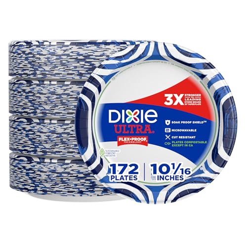 Dixie Ultra, Large Paper Plates, 10 Inch, 43 Count (Pack of 4), 3X Stronger*,...