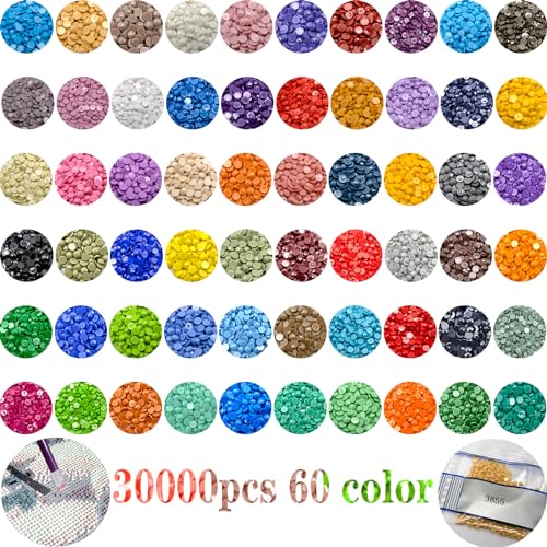 QYING 30000 Pieces 60 Color Diamond Art Painting Beads