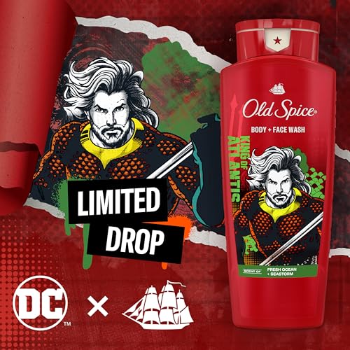 Image of Old Spice Body Wash for Men, Aquaman: King of Atlantis, 3X Defense, 24 /7 Shower Fresh with Lasting Scent, Cleansing 2-in-1 Body & Face Wash, Smell Like a Hero, Fresh Ocean and Seastorm Scent, 24 oz