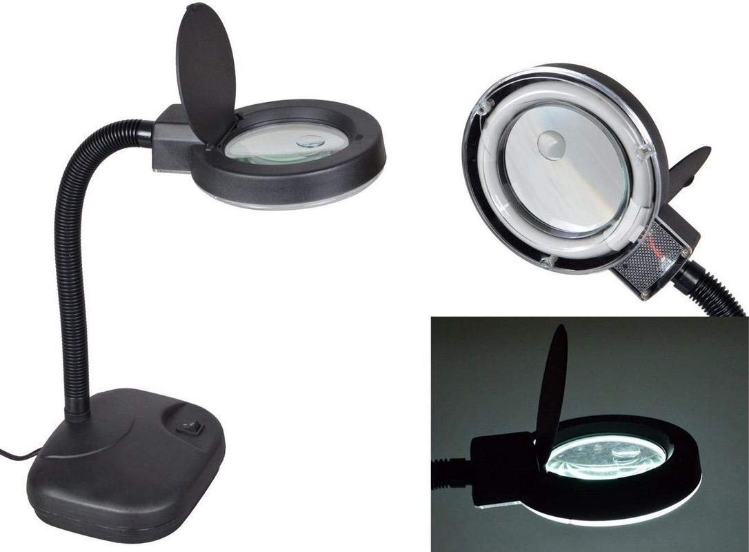 SALVATION Lightweight Portable Tabletop Gooseneck LED Magnifying Lamp