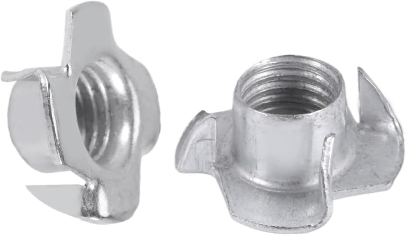 T-Nuts 90pcs Woodworking Tools Four Prong Furniture T Nut Inserts Zinc Plated