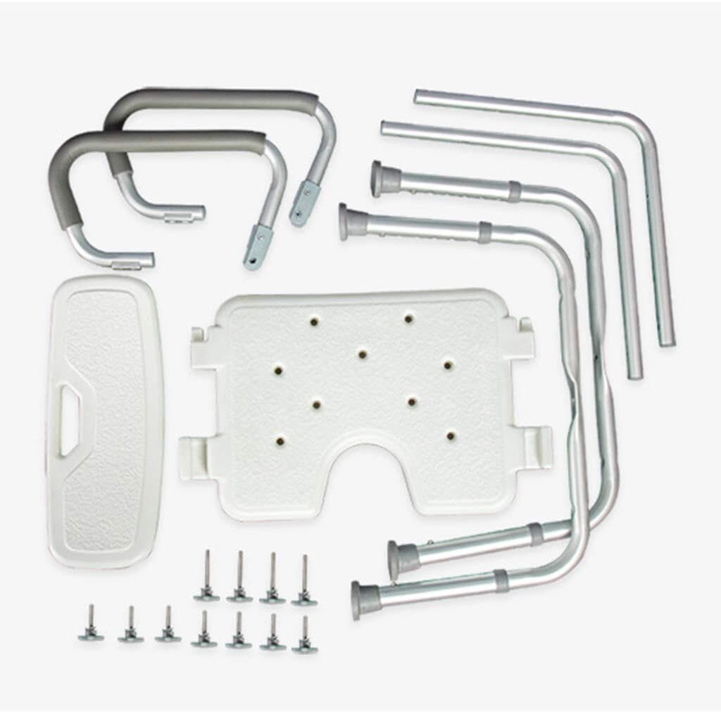 Silla de ducha, taburete de ducha ergonómico para bañera, asiento de baño de plástico moldeado con respaldo acolchado para pasamanos (A)