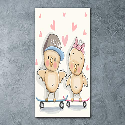 Pépinière poulets de skateboard impression sur verre Tulup - 3