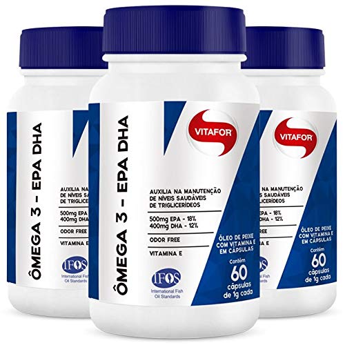 Kit 3 Ômega 3 EPA DHA 1000mg Vitafor 60 cápsulas