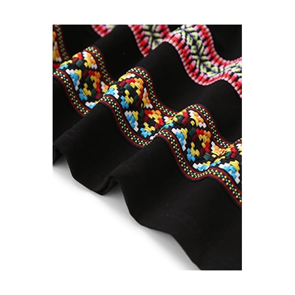 Romwe-Womens-Summer-Boho-Sleeveless-Embroidered-Hem-Loose-Casual-Tank-Dress ROMWE Women's Summer Boho Sleeveless Embroidered Hem Cotton Loose Casual Tank Dress Black L