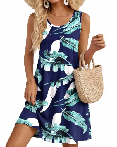 Image of AUSELILY Women's Summer Dress Sleeveless Floral Mini Dresses with Pockets Bohemian Dress 2025 New