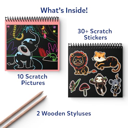 Image of Skillmatics Scratch Art Book for Kids - Animals, Craft Kits & Supplies, 30+ Scratch Stickers, Travel Toys, DIY Kit, Gifts for Boys & Girls Ages 3, 4, 5, 6, 7, 8