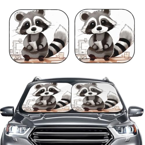 Pare-soleil de voiture 2 pièces contre la chaleur de l'habitacle motif raton