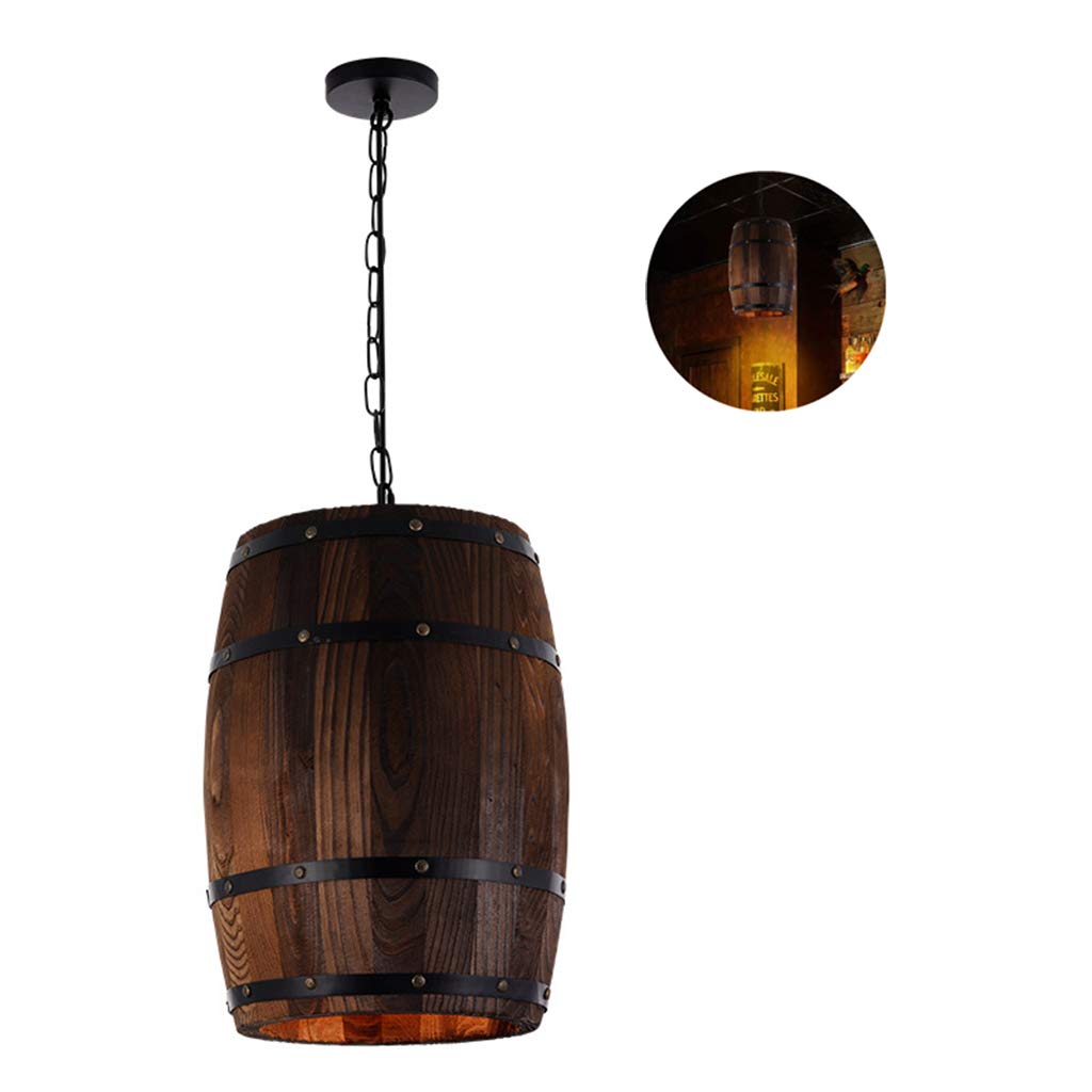 BAOYUAN Retro Chandelier, Creative Ceiling Light, Wooden Barrel Lampshade Rural Industrial Style Art Decorations for Coffee Shop Restaurant Bar Without Light Source