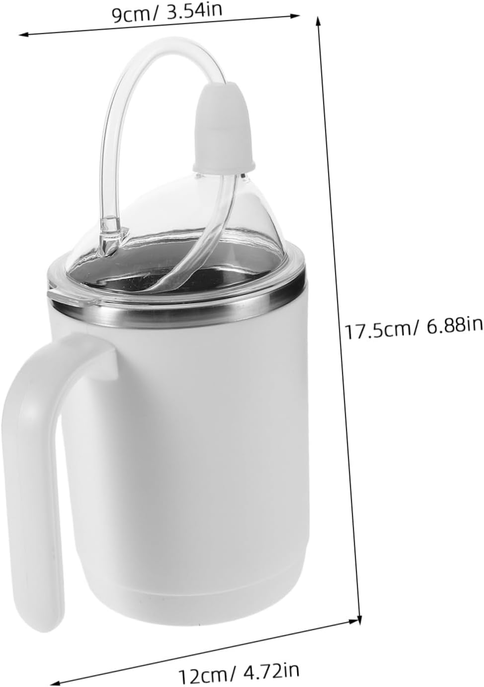 ORFOFE Elderly Care Liquid Food Cup: Spill-proof Drinking Cup with Straw for Seniors - Stainless Steel 450ml Sippy Mug with Handle