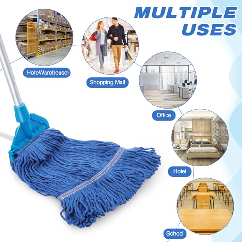 Image of Nuogo 40 Pcs Commercial Mop Head Replacement Heavy Duty Mop Head Refill Wet Industrial Looped End String Cotton Mop Heads Bulk for Home Industrial Commercial Cleaning Supplies, Blue