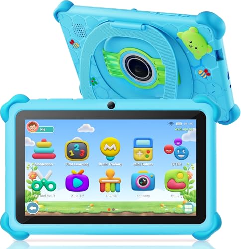 zcobro Tablette Enfant 7 Pouces Android avec WiFi IPS Display, 2 Go RAM, 32 Go ROM, Contrôle Parental, Étui Antichoc, Double Caméra, Éducatif
