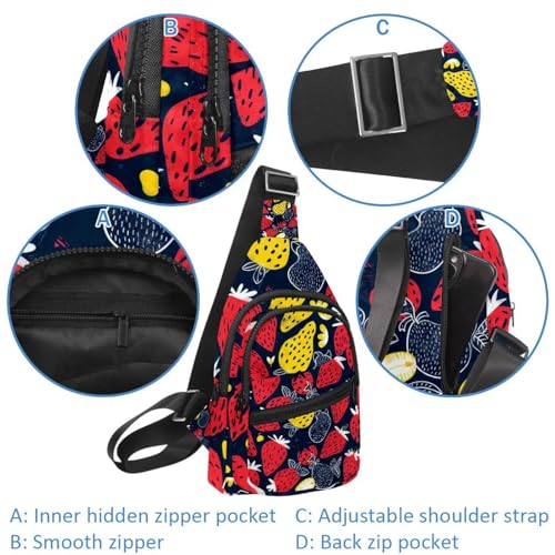 Mochila cruzada de fresas con correa ajustable para running y senderismo 2