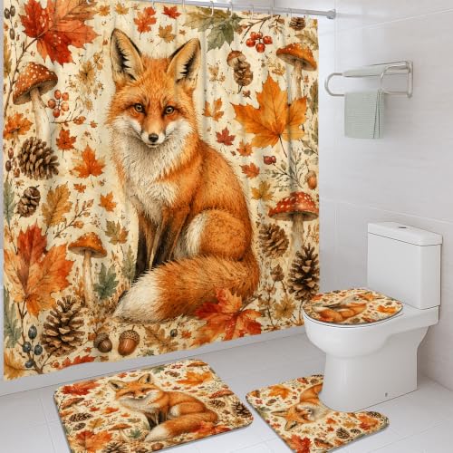 Rideau de douche lavable et imperméable style rustique feuilles de pin 183x183