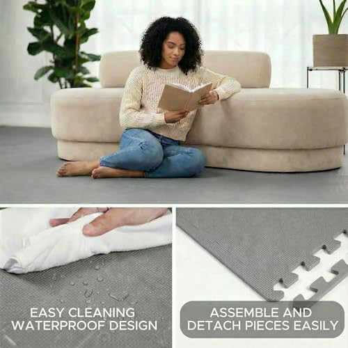 Element Fitness Puzzle Mat Foam Floor Tiles for Home Gym and Baby Play Mat – 0.5” Thick EVA Foam Interlocking Gym Mats, Exercise Mat Flooring for Workout - Grey by Fitness Factory - Image 3