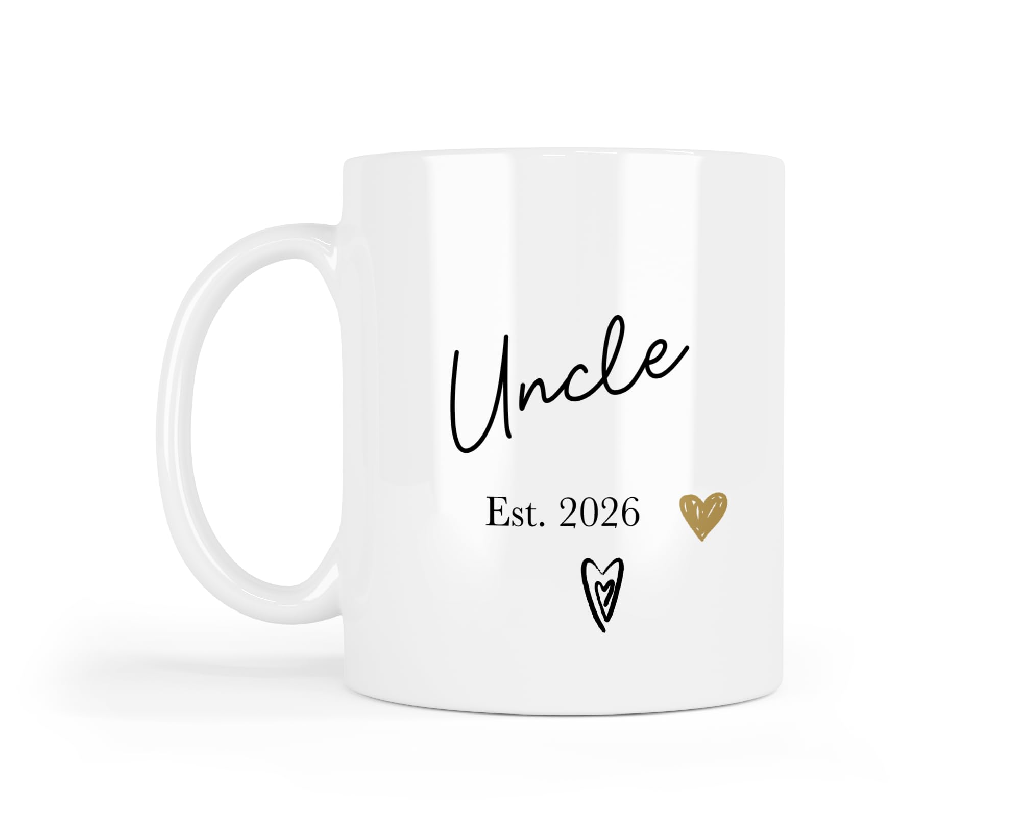 UNIQUEPGIFTS New Uncle Mug 2026, Pregnancy Announcement, Christmas, Birthday Gift, Present, 11 Oz White Ceramic (Uncle Est. 2026 (1 Mug))