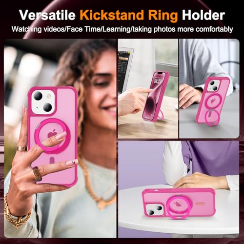 Image of Compatible with iPhone 14 Plus Case with Stand 6.7 inch,Rose Red