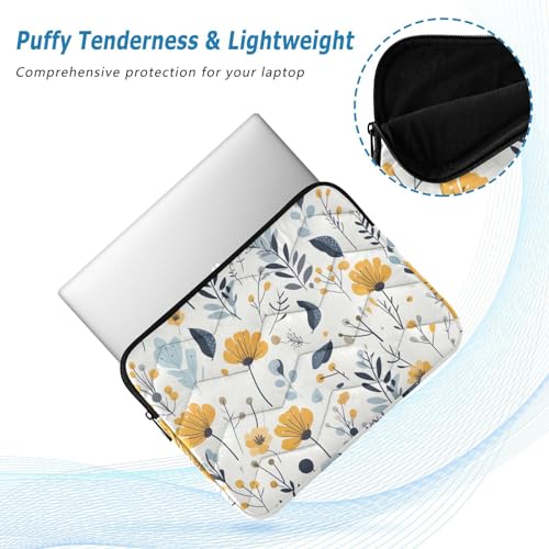 Funda para portátil 13-14 pulgadas con flores amarillas y azules miniatura 5