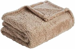 wilko Mink Teddy Throw, 100% Polyester Washable Teddy Fleece Throw, W170 x D130cm