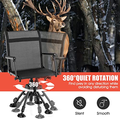 Image of Tangkula 360 Degree Swivel Hunting Chair with 4 Adjustable Legs