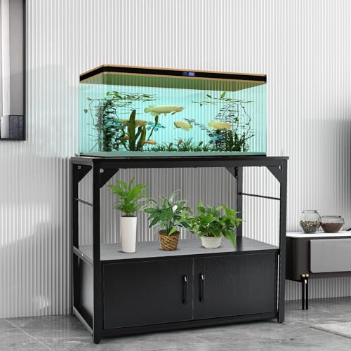 40 Gallon Fish Tank Stand Metal Frame Aquarium Stand with Storage Cabinet, Fish Tank with Stand for Fish Tank Accessories Storage for Fish Lovers, 660LBS Capacity Black 36.6" L*18.9" W Tabletop - Image 3