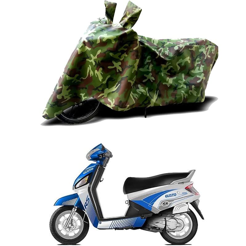 Image of 100% Water Resistant Full Bike Scooty Two Wheeler Body Cover Compatible For Mahindra Gusto RS /UV-Rays /Heat Protection /Birds Dropping /Scratchproof /Dust proof /Waterproof /All Varient[Green MJ]