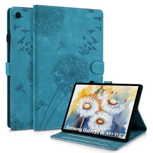 Rostsant Coque pour Samsung Galaxy Tab A9 Plus 11 Pouces 2023 SM-X210/X216/X218 Pissenlit Housse en Tablette Cuir PU Protection pour Galaxy Tab a9 Plus Bleu