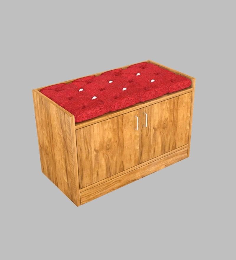 Image of SPECIALITY PANELS Wooden Shoe Cabinet with Cushion Seating Bench Shoe Rack with Doors Spacious Storage Shelves Entryway Shoe Organizer Cabinet for Home Living Room Bedroom Hallway | DIY Assembly