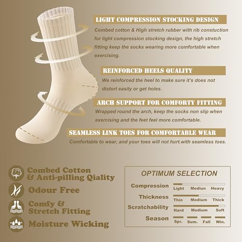 Image of MAGIARTE Womens Athletic Cotton Crew Socks Moisture Wicking Breathable Sports Casual Socks for Women 3 /5-PACK