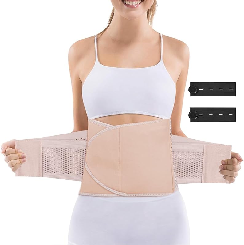ACWOO Faja Postparto, Faja Abdominal Postparto, Faja de Recuperación Postparto con Correas Doble Ajuste, Faja Lumbar para Mujer, Moldeador de Cintura, Envoltura para el Sudor de Barriga, Beige