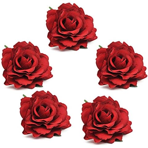 Coucoland Rose Blumen Brosche Haarclips Braut Hochzeit Haarschmuck Flamenco Tanz Haarspange Damen Fasching Kostüm Accessoires Cover