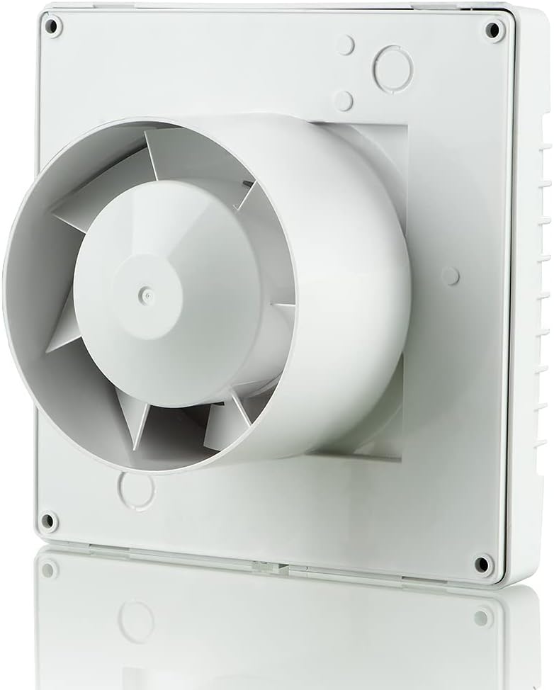 Bag view of the VENTS-US Axial Exhaust Fan, showing the fan blades and duct connection.