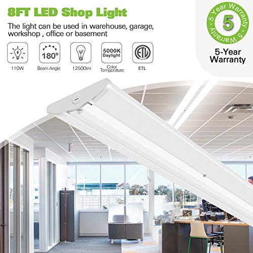 Hykolity 110W 8FT LED Shop Lights Ultra Slim LED Wraparound, 12600lm
