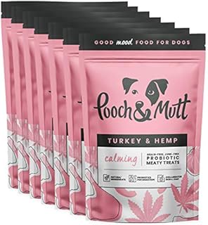 Pooch & Mutt - Meaty Dog Treats (Grain Free), Turkey & Hemp, Pack of 7x120g